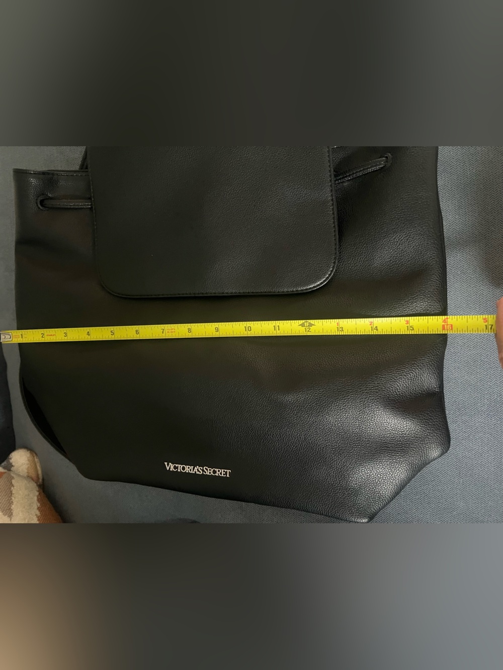 Victoria's Secret Black Pebbled Leather Backpack - Picture 6 of 6